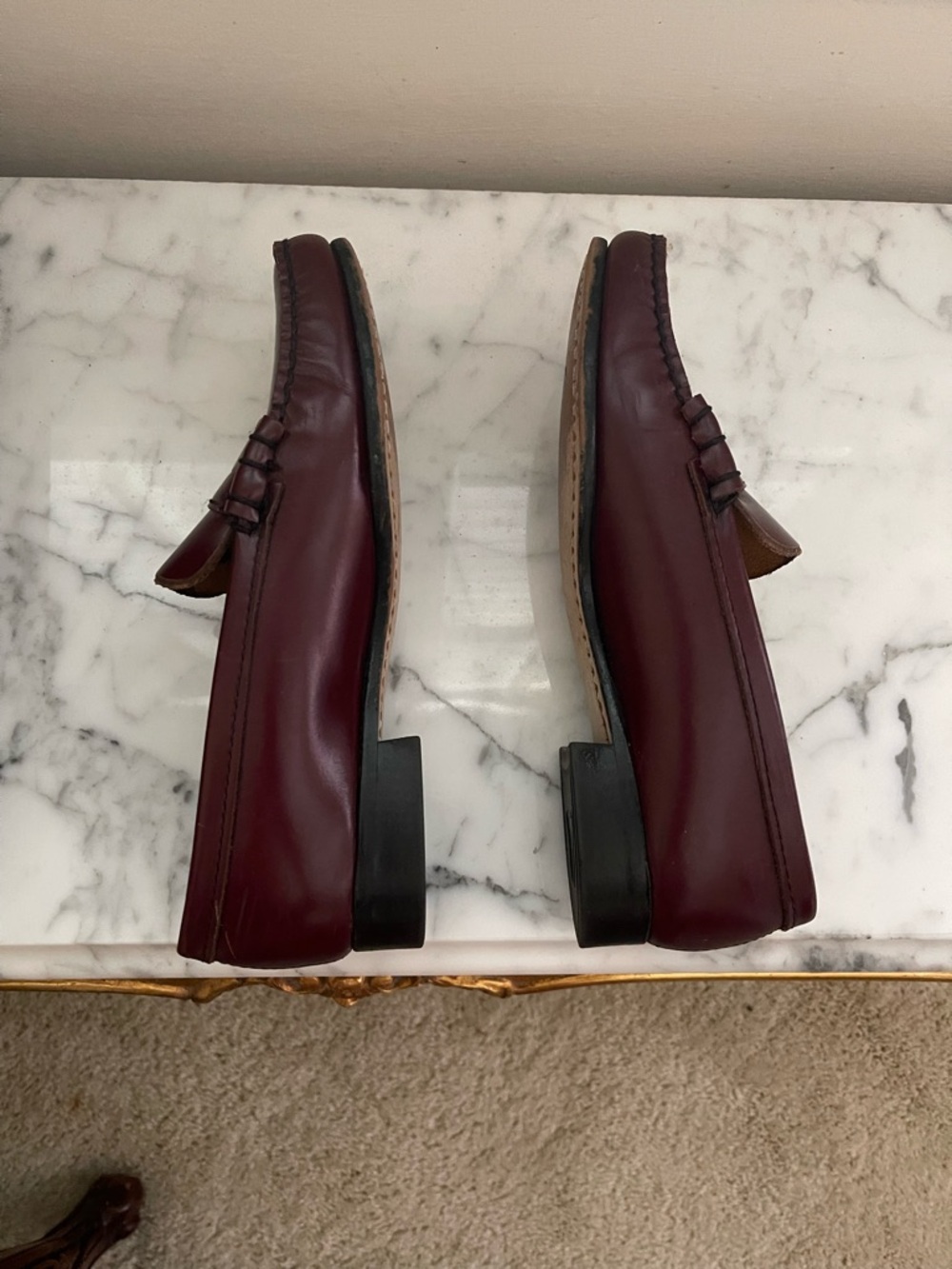 Vintage Women’s Burgundy Leather Penny Loafers Size 5.5 - Picture 5 of 12